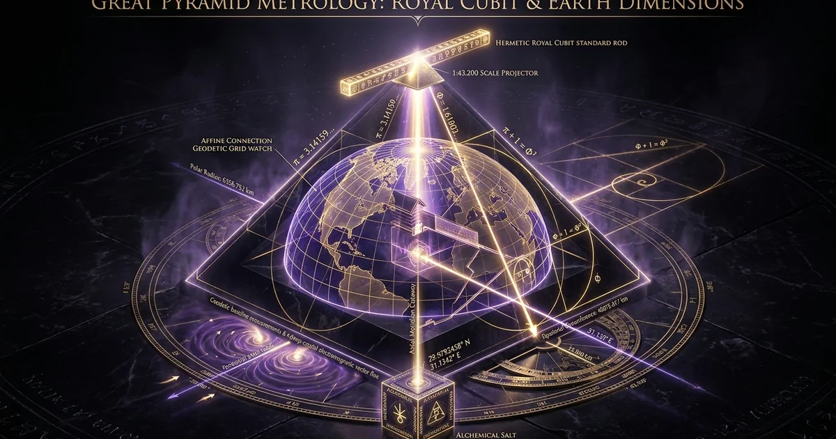 Cover illustration for treatise: Great Pyramid Metrology Royal Cubit PiPhi Earth Polar Radius