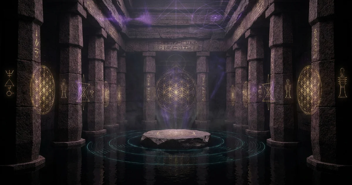 Cover illustration for treatise: Osireion Abydos Subterranean Megalithic Temple Seti I