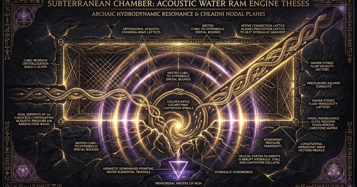 Cover illustration for treatise: Subterranean Chamber Great Pyramid Water Ram Acoustic