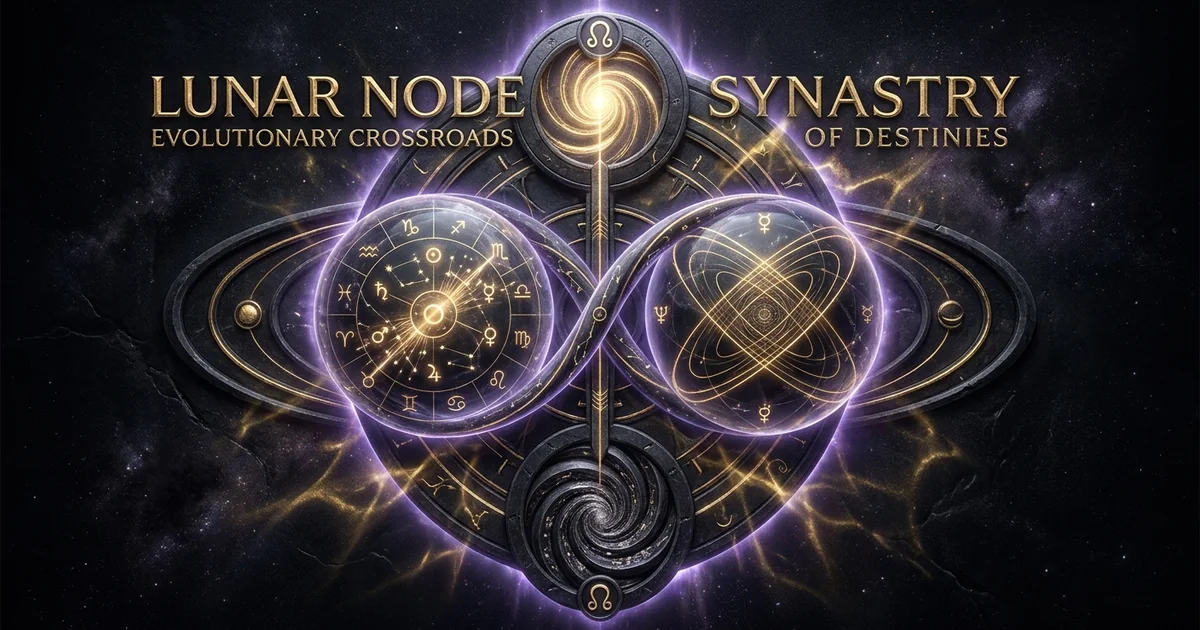 Cover illustration for treatise: Lunar Node Synastry South North Node Partners Analysis