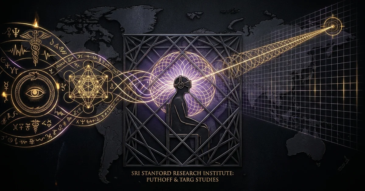 Cover illustration for treatise: Stanford Research Institute SRI Remote Viewing Puthoff Targ