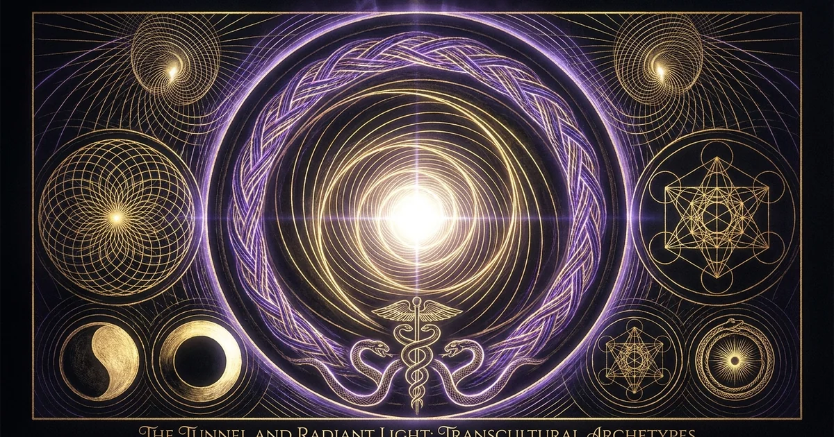 Cover illustration for treatise: Tunnel and Light Near Death Experience Universal Archetype