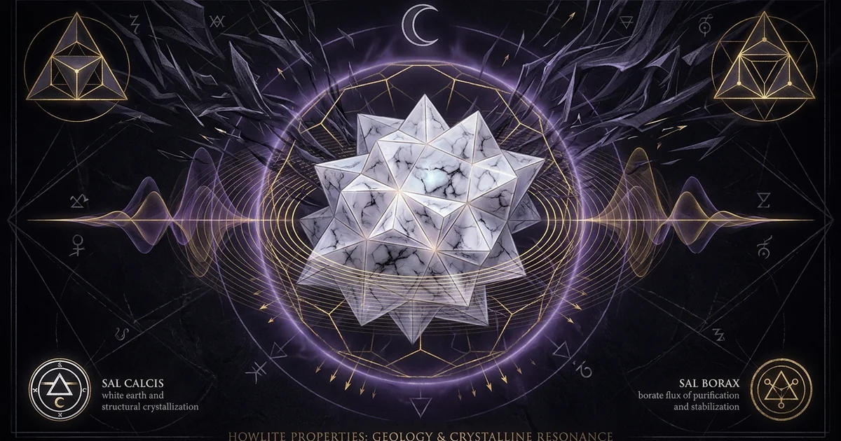 Cover illustration for treatise: Howlite Crystal Properties Geology Resonance Analysis