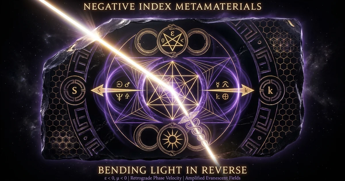 Cover illustration for treatise: Negative Index Metamaterials: Snell Law Reverse Refraction