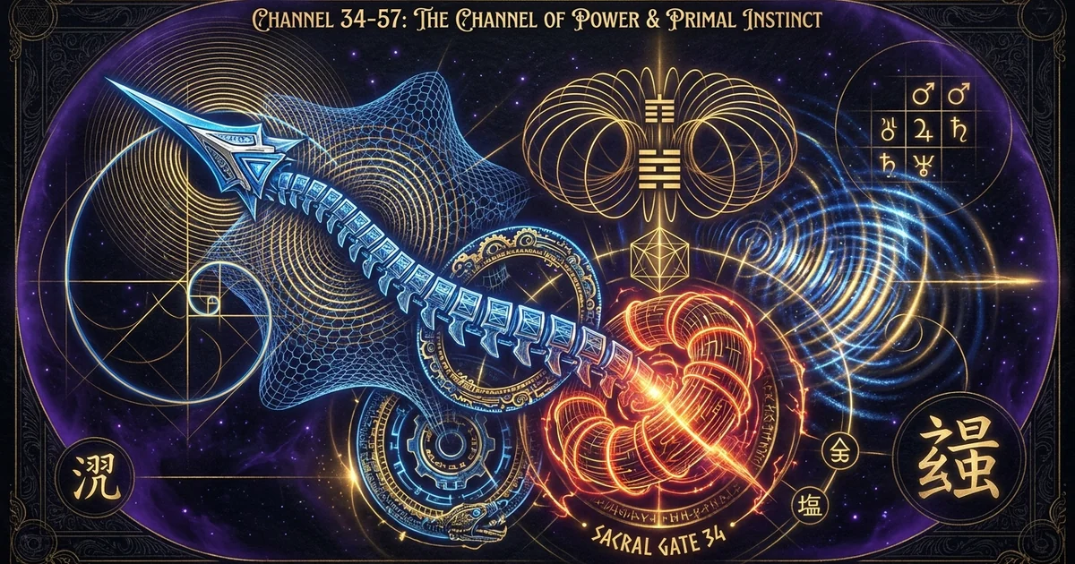 Cover illustration for treatise: Channel 34-57 Power Primal Survival Instinct Human Design
