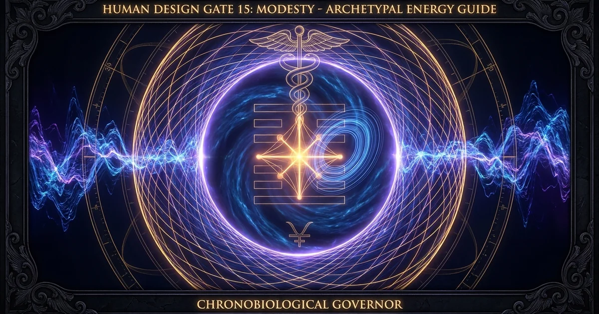 Cover illustration for treatise: Human Design Gate 15 Modesty: Archetypal Dynamics Guide