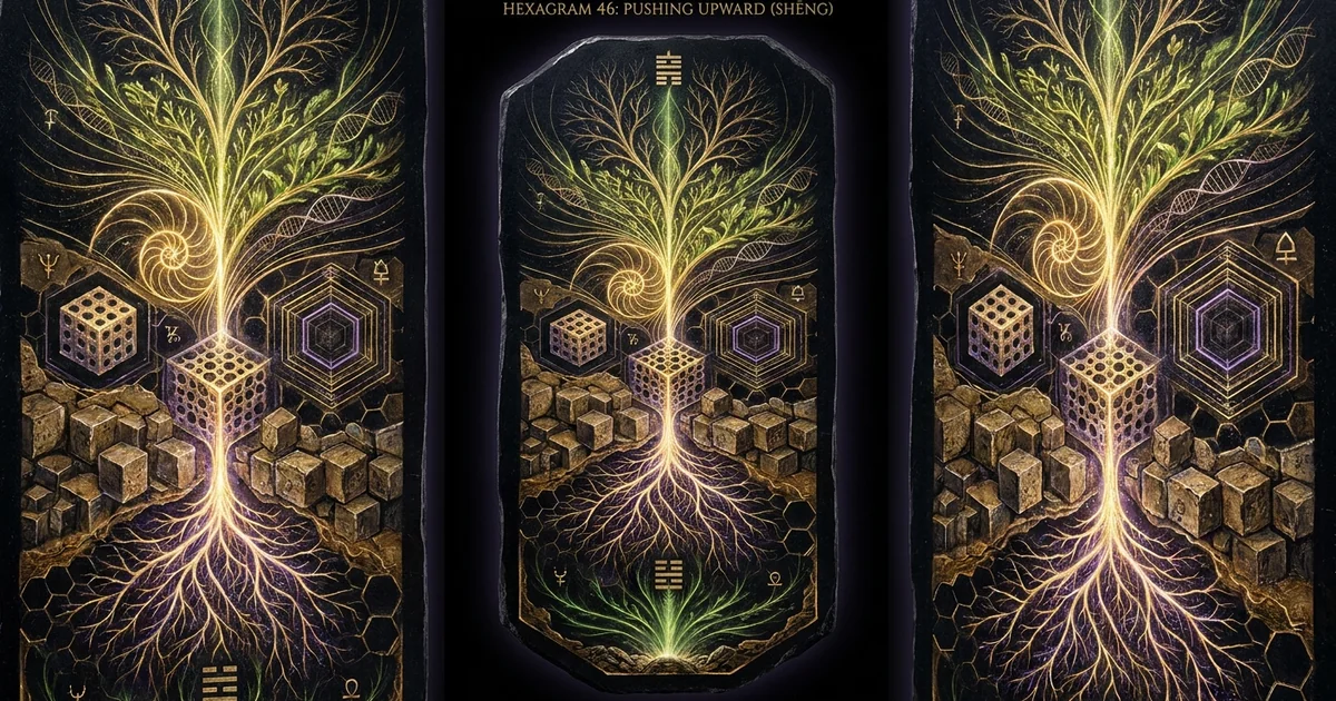 Cover illustration for treatise: Hexagram 46 Pushing Upward IChing Meaning and Archetype