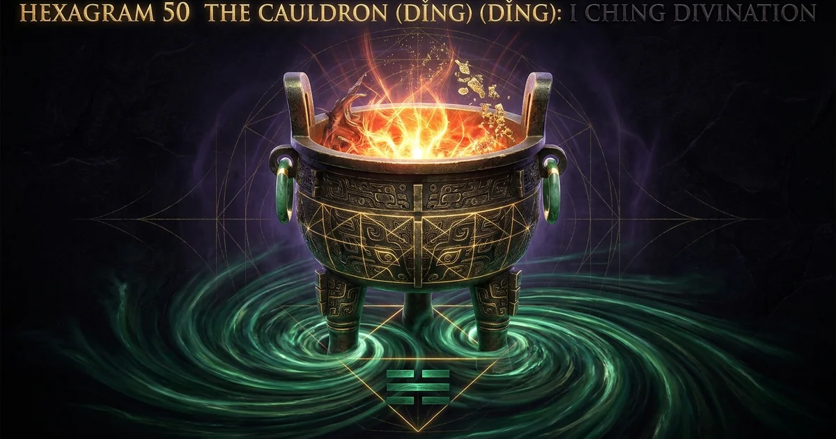 Cover illustration for treatise: Hexagram 50 The Cauldron (Ding) IChing Meaning: Alchemy