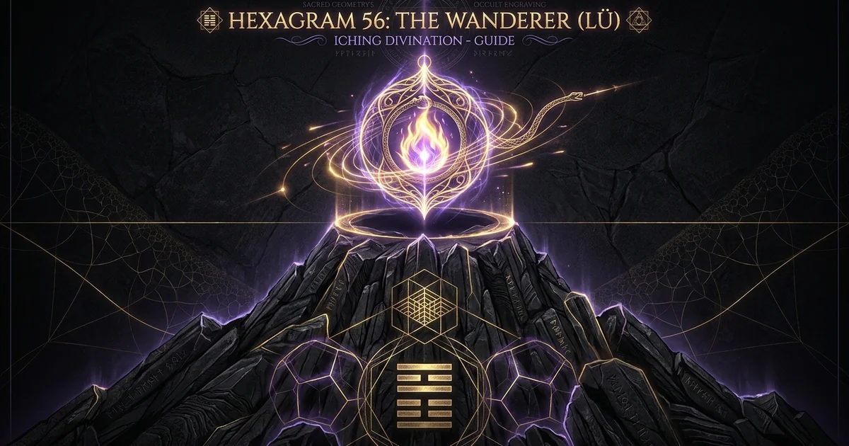 Cover illustration for treatise: Hexagram 56 The Wanderer Iching Meaning: System Guide