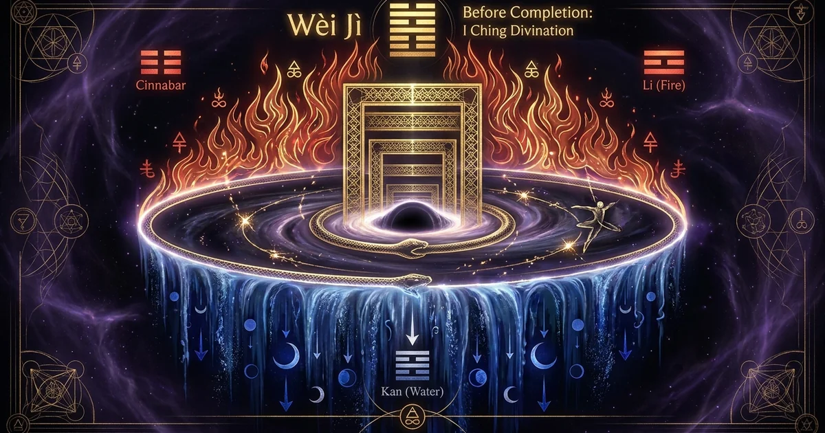 Cover illustration for treatise: Hexagram 64 Before Completion IChing Meaning & Physics