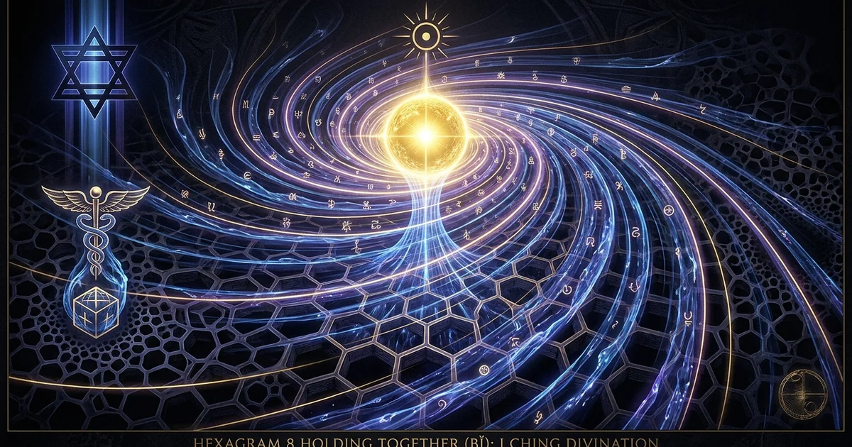 Cover illustration for treatise: Hexagram 8 Holding Together IChing Meaning and Theory