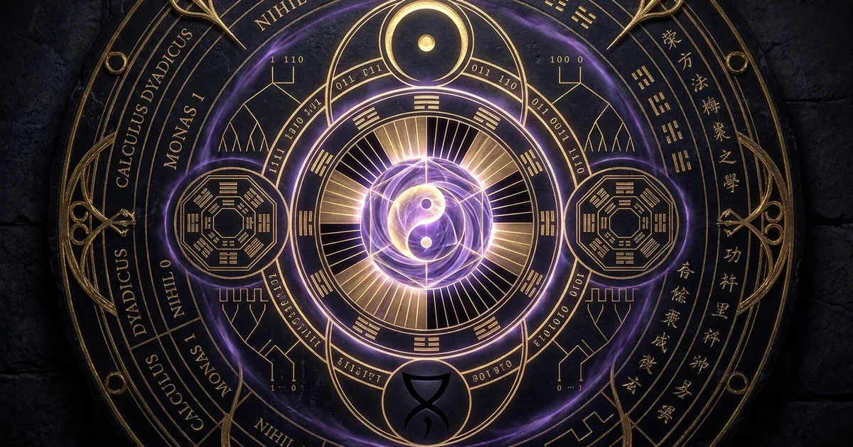 Cover illustration for treatise: The Leibniz Binary System IChing Correspondence Paradigm