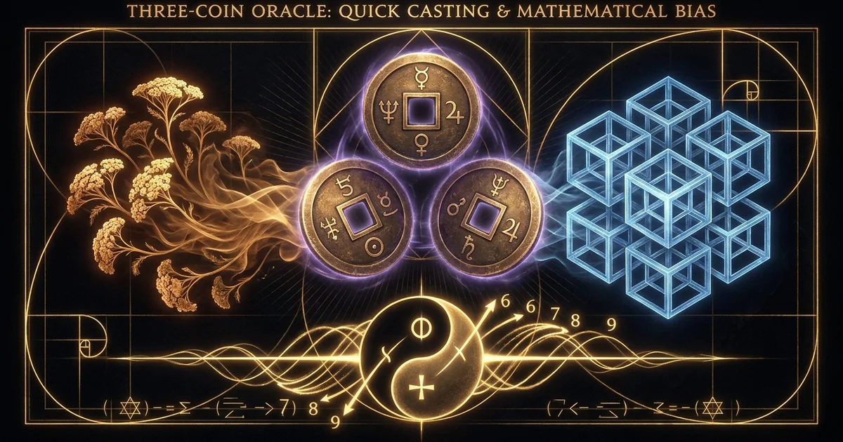 Cover illustration for treatise: Three Coin Method Iching Oracle Probability Bias Study