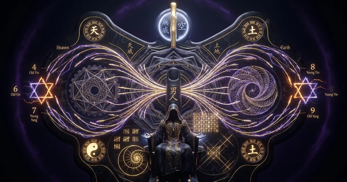 Cover illustration for treatise: Yarrow Stalk Method IChing Divination Probability Analysis