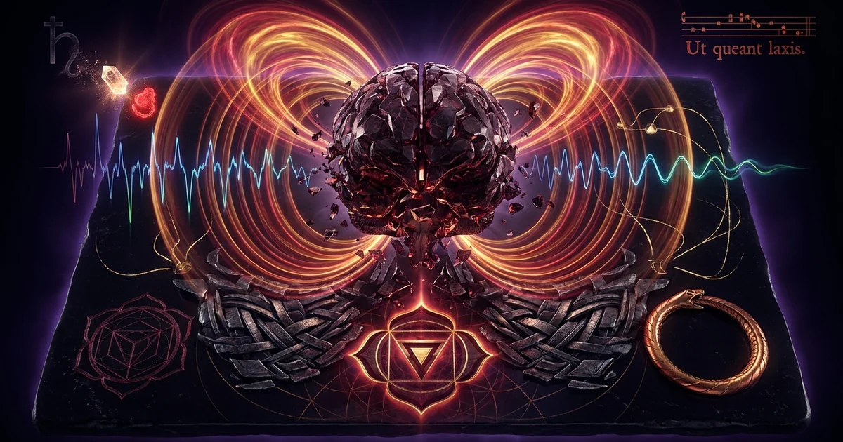 Cover illustration for treatise: 396 Hz Solfeggio Frequency Liberating Guilt Fear Root Chakra