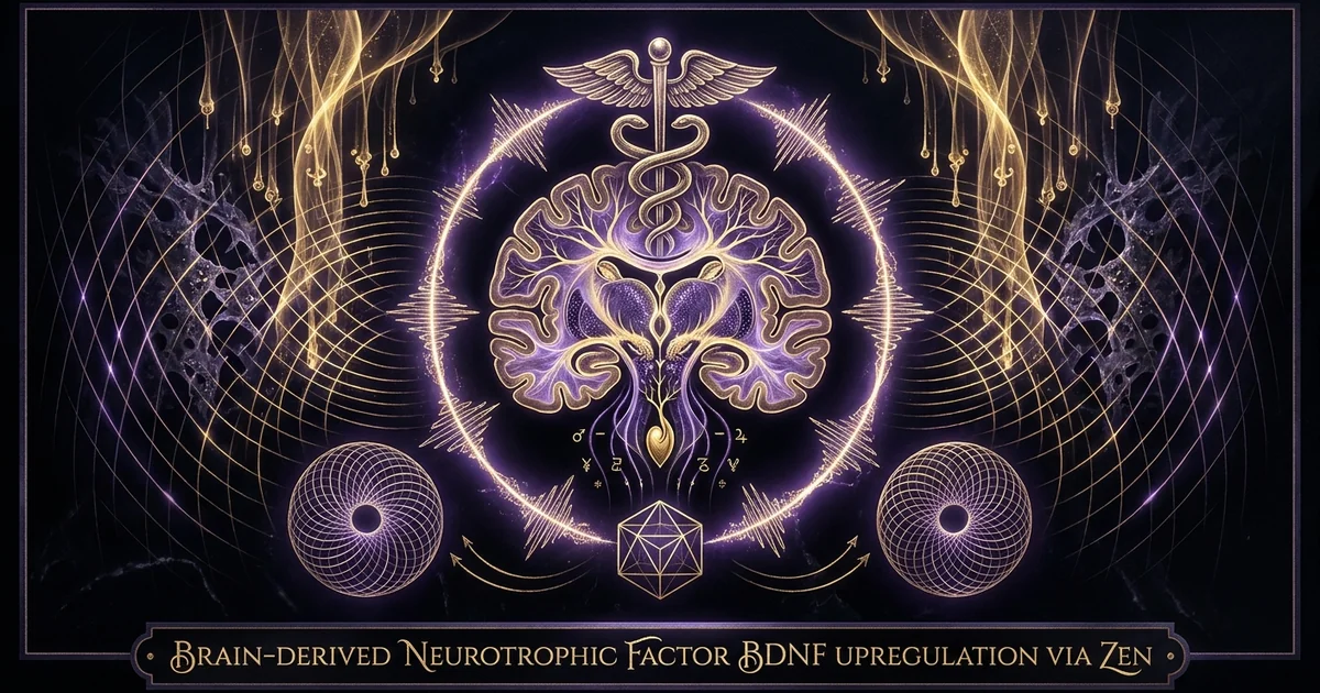 Cover illustration for treatise: BDNF Upregulation Meditation Neurogenesis Synaptic