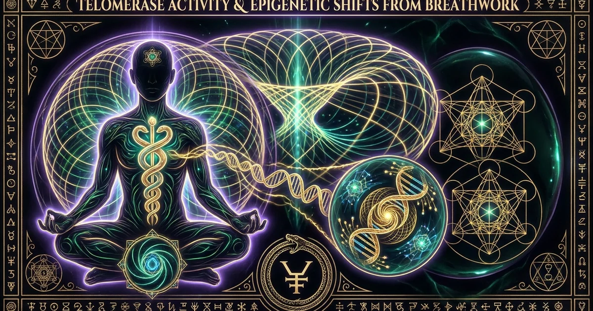 Cover illustration for treatise: Telomerase Activity Meditation Stress Reduction Elizabeth
