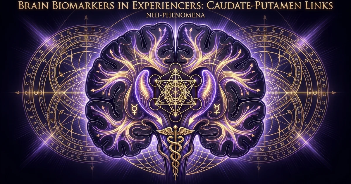 Cover illustration for treatise: Brain Biomarkers Experiencers Caudate Putamen Hyper-Connec