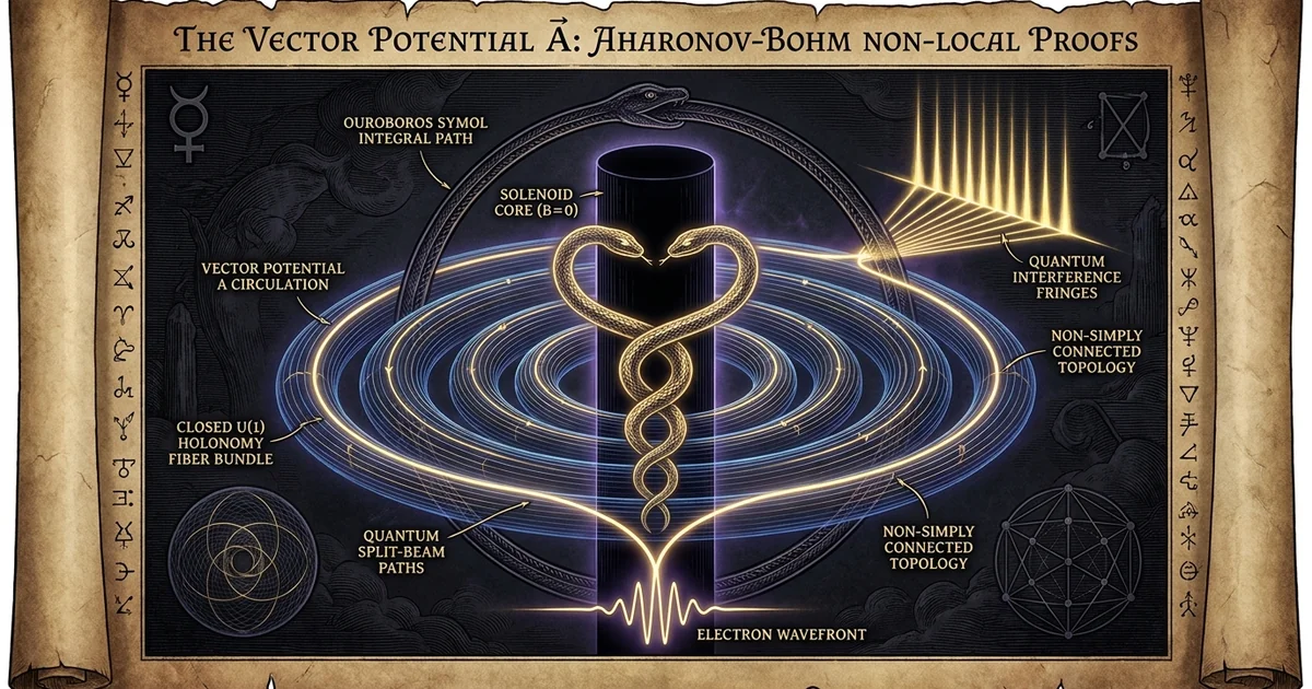 Cover illustration for treatise: Vector Potential Aharonov-Bohm Effect Nonlocal Quantum Proof