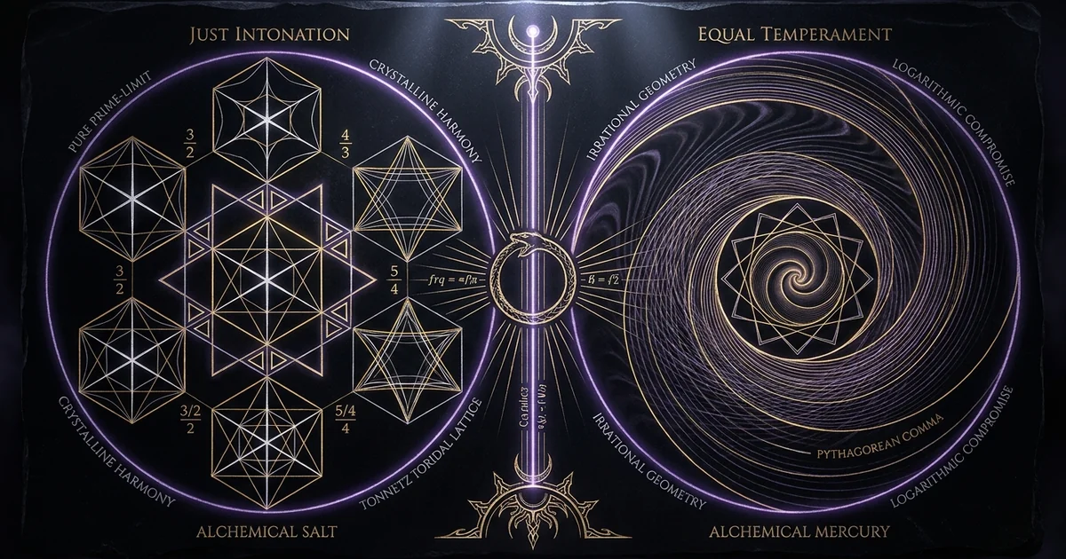 Cover illustration for treatise: Just Intonation vs Equal Temperament Acoustic Harmony