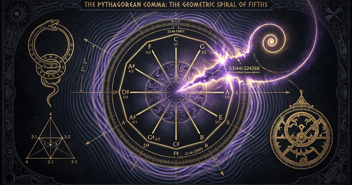 Cover illustration for treatise: Pythagorean Comma 531441:524288 Ratio Musical Tuning Spiral