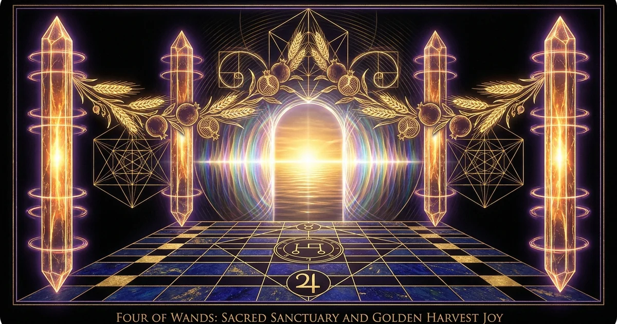 Four of Wands Tarot Meaning: The Consecrated Temenos - Hero Banner