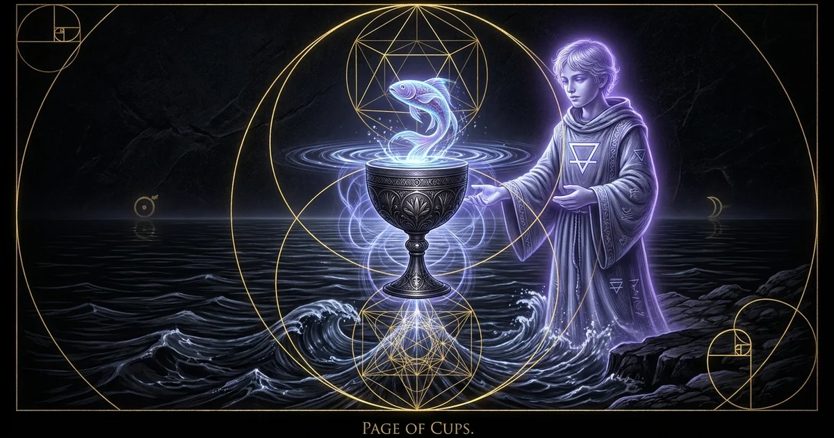 Cover illustration for treatise: Page of Cups Tarot Meaning: Earth of Water Archetype