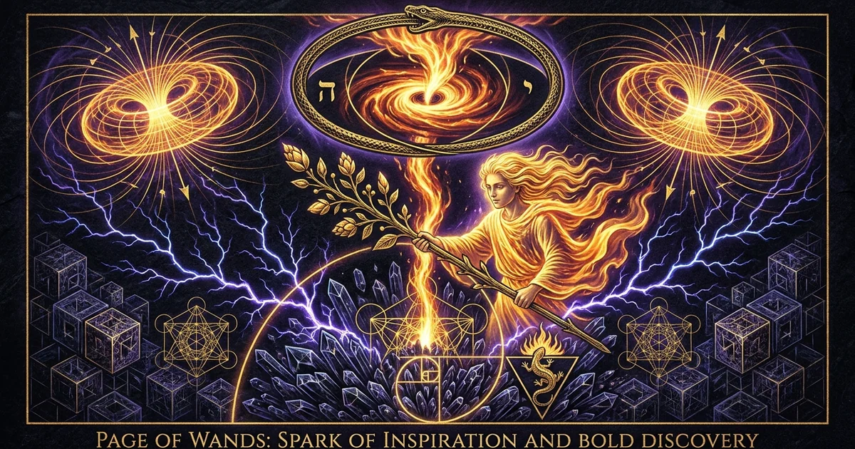 Cover illustration for treatise: Page of Wands Tarot Meaning: Earth of Fire Metaphysics