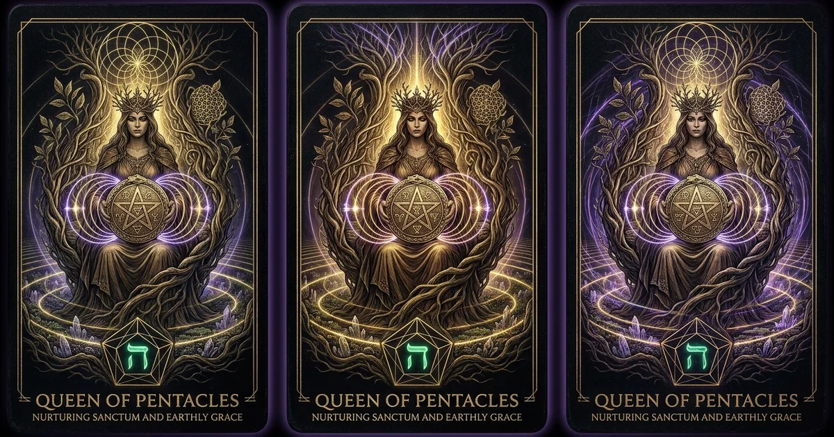 Cover illustration for treatise: Queen of Pentacles Tarot Meaning: The Alchemical Matrix