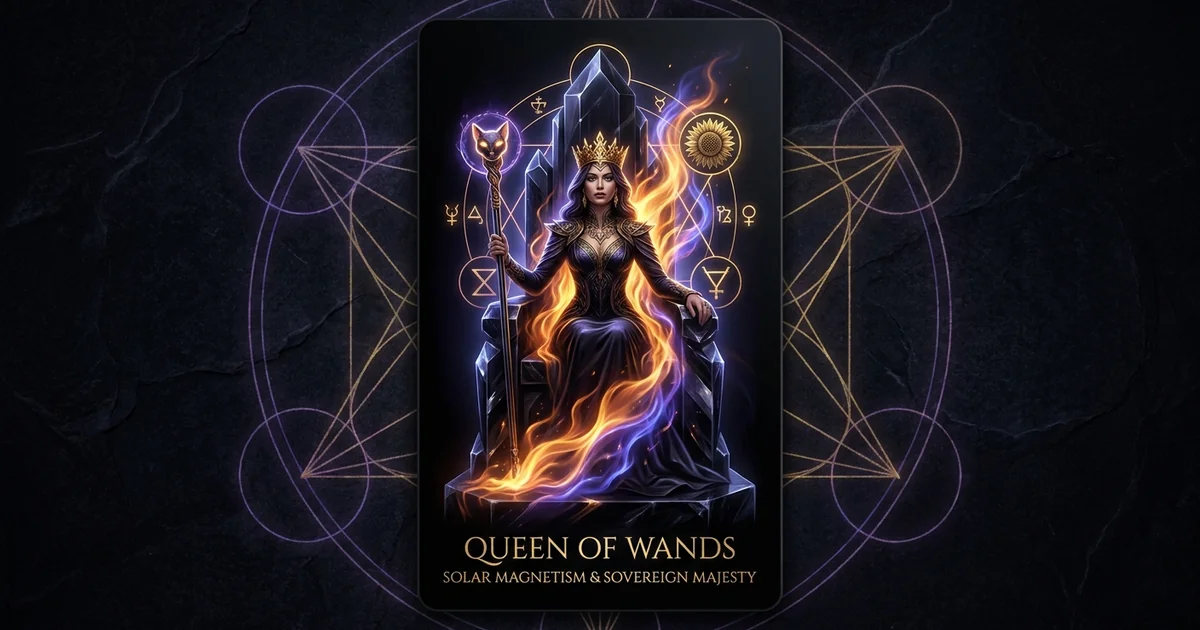 Queen of Wands Tarot Meaning: Sovereign Solar Magnetism - Hero Banner