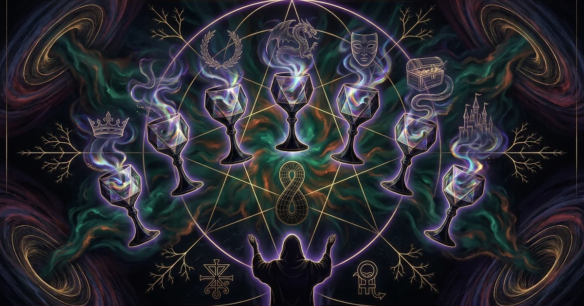 The Seven of Cups Tarot Meaning: Astral Mirage and Desire - Hero Banner
