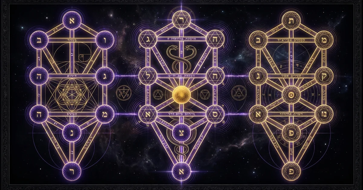 Cover illustration for treatise: 32 Paths Wisdom Sefer Yetzirah Tarot: The State-Space