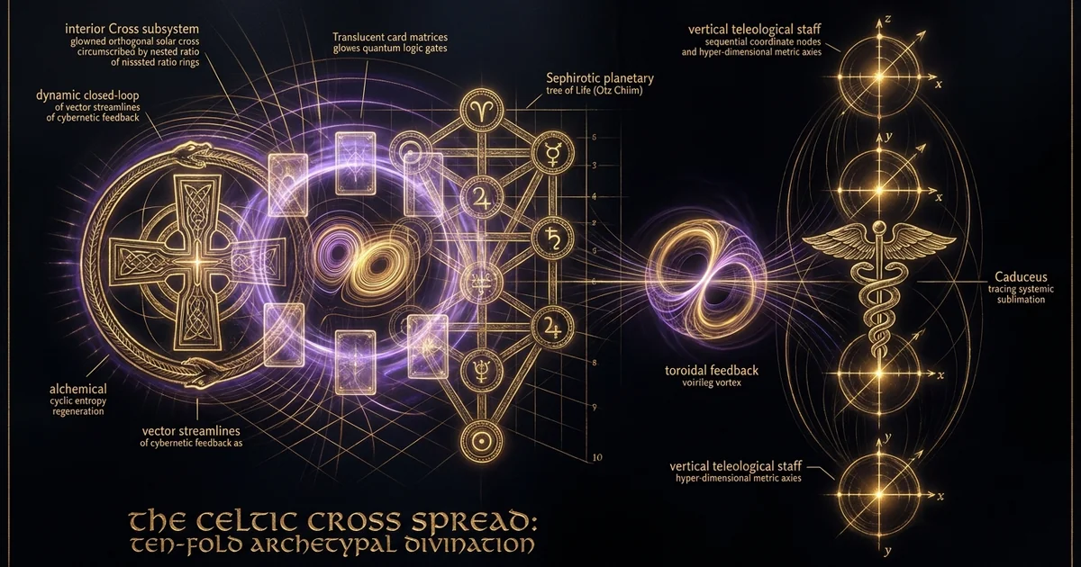 Cover illustration for treatise: Celtic Cross Spread Tarot Divination: Archetypal Mapping