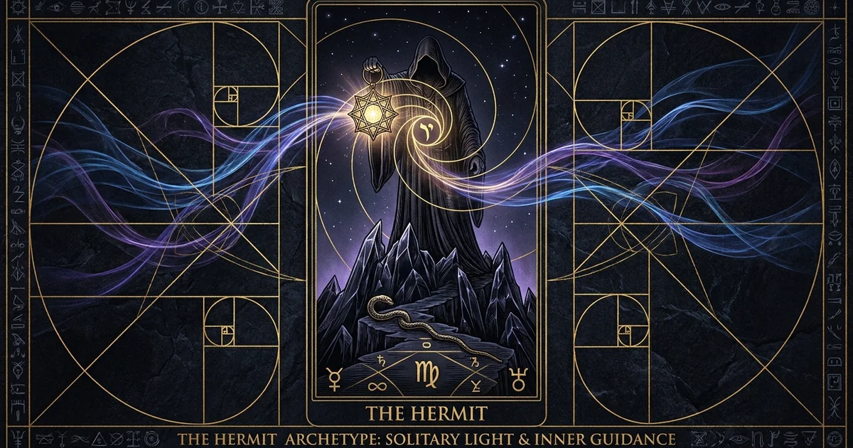 Cover illustration for treatise: The Hermit Archetype Solitary Light: Key IX Analysis