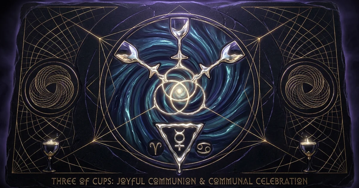 Cover illustration for treatise: Three of Cups Tarot Meaning: The Intersubjective Matrix