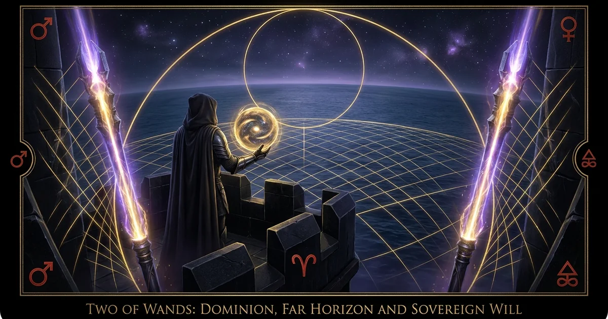 Cover illustration for treatise: Two of Wands Tarot Meaning: Sovereign Dominion and Will